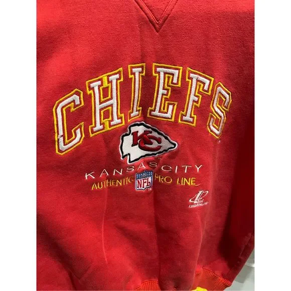 VINTAGE 90S NFL KANSAS CITY CHIEFS LOGO ATHLETIC PROLINE SWEATSHIRT Med - Picture 2 of 9
